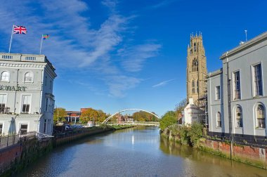 St. Botolph's Bridge with the Stump Tower on a sunny autumn day in Boston Lincolnshire