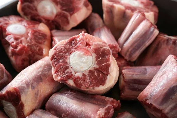 Pedaços Crus Rabo Boi Com Osso Carne Rica Gelatina Geralmente — Fotografia de Stock