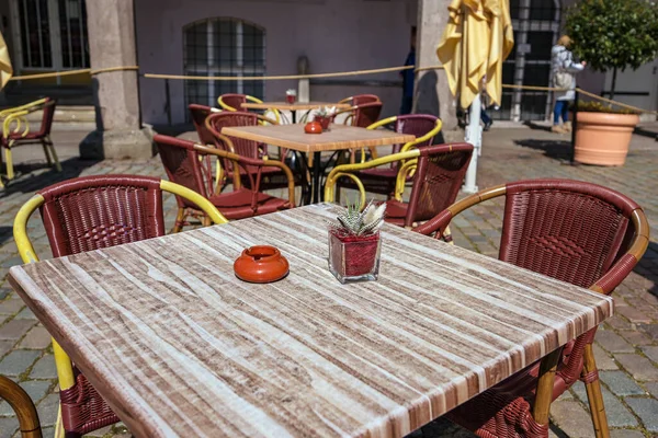 Tables Chaises Dans Restaurant Café Rue Dans Vieille Ville Lubeck — Photo