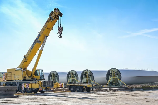 Rieps Germany April 2023 Wind Turbine Blades Heavy Industry Crane — Stock Photo, Image