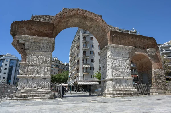 Selanik Şehir Merkezinde Galerius Kemeri Ünlü Tarihi Anıt Bizans Erken — Stok fotoğraf