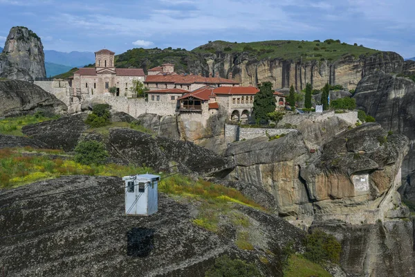 Góndola Cabrestante Cable Como Acceso Monasterio Agia Triada Santísima Trinidad — Foto de Stock