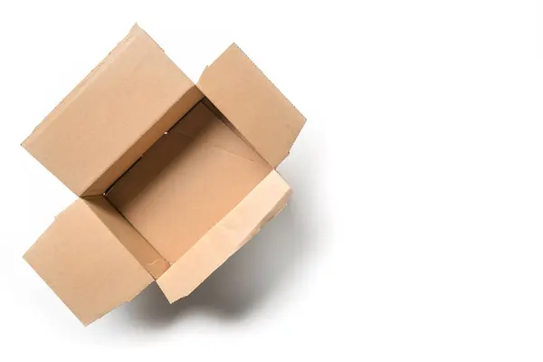Otevřít Prázdný Balíček Kartonových Krabic Pro Doručení Transport Bílém Pozadí — Stock fotografie
