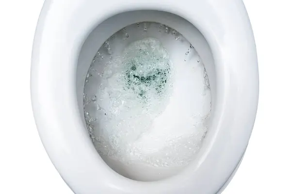 Toaleta Jest Spłukana Kilkoma Litrami Wody Pitnej Marnotrawstwo Zasobów Środowiskowych — Zdjęcie stockowe
