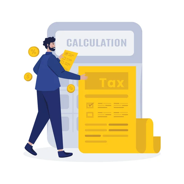 Annual Tax Calculation Illustration Design — Stock Vector