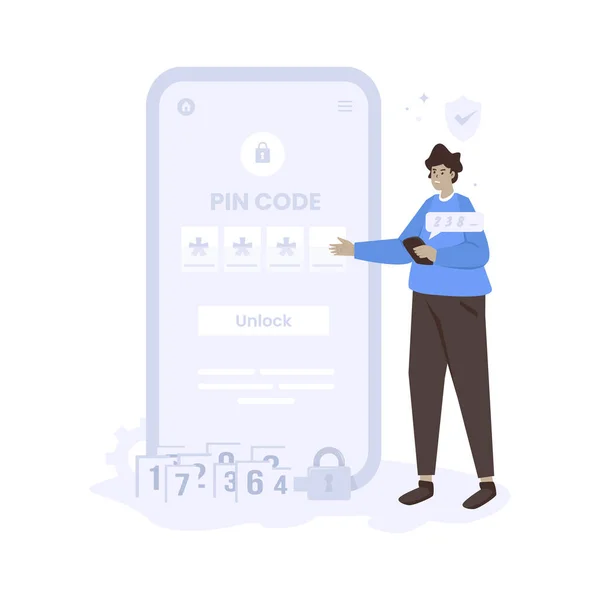 Kód Pin Pro Odemknutí Přístupu Zabezpečení Hesla Ploché Ilustrace — Stockový vektor