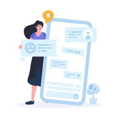 Çevrimiçi sohbet iletişimi düz illüstrasyon tasarımı