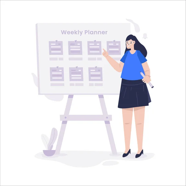 Planejador Semanal Design Plano Conceito Plano Trabalho — Vetor de Stock