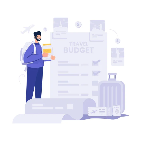 Εικονογράφηση Προετοιμασία Ταξιδιωτικού Προϋπολογισμού — Διανυσματικό Αρχείο