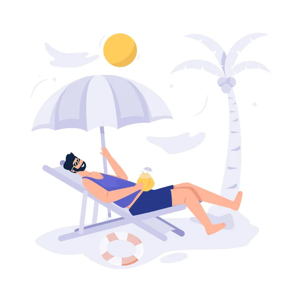 Enjoy Sunbath Summer Beach Vacation Illustration — Stock Vector