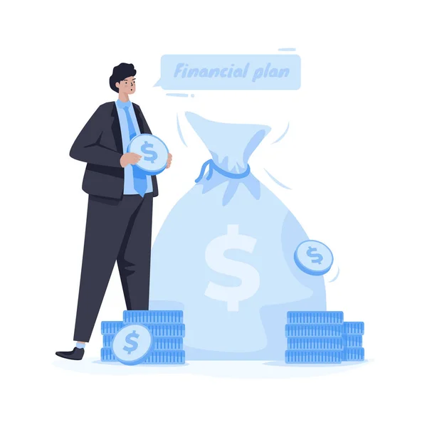 Orçamento Negócios Plano Financeiro Ilustração Plana —  Vetores de Stock