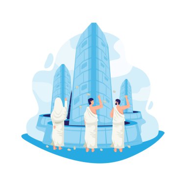 İslami hac, jumrah taşları atma illüstrasyonuyla