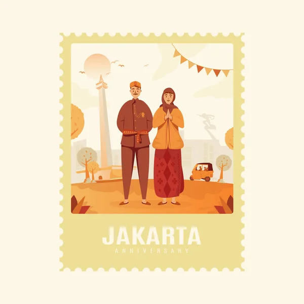 Yakarta Aniversario Plano Ilustración Diseño — Vector de stock