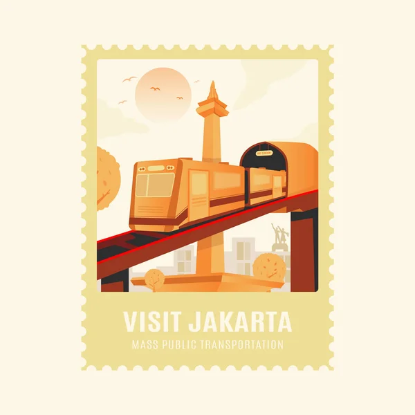 Diseño Plano Mrt Yakarta Ilustración Tren Elevado Masa — Vector de stock