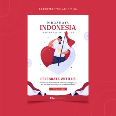 Endonezya 'nın bağımsızlık günü kutlaması illüstrasyonlu poster tasarımı