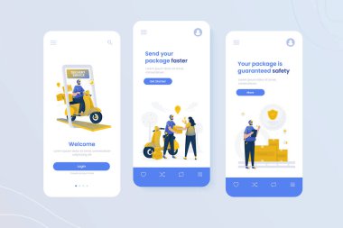 UI ekran şablonunda taşımacılık hizmeti cep telefonu