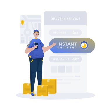 Anında nakliye paketi dağıtım hizmeti illüstrasyonuName