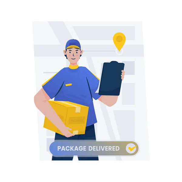 Pakketrapport Met Succes Verzonden Levering Service Illustratie — Stockvector