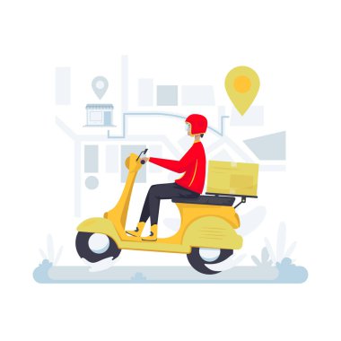 Kurye paket illüstrasyon tasarımı gönderiyor