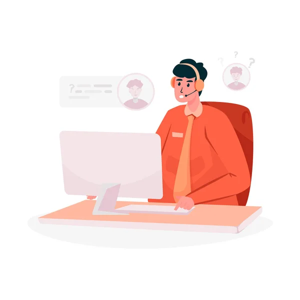Онлайн Поддержка Свяжитесь Нами Иллюстрация Веб Сайта Обслуживания Клиентов — стоковый вектор