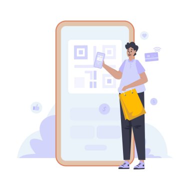 Nakitsiz ödeme vektör çizelgesi ile çevrimiçi alışveriş