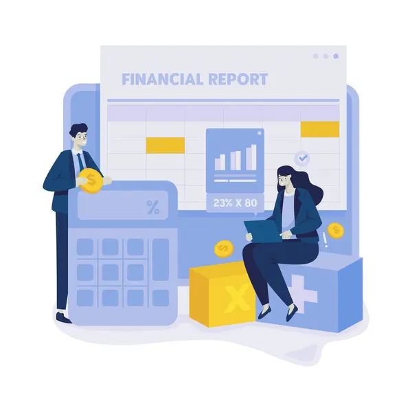 Dział Finansowy Raportami Finansowymi Ilustracja Wektorowa — Wektor stockowy
