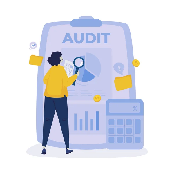 Corporate Audit Data Research Flat Illustration Design — Stockový vektor