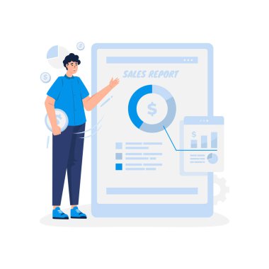 Satışlar gelir raporu düz illüstrasyon