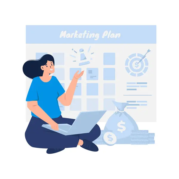Marketing Planung Strategie Flache Illustration Design — Stockvektor