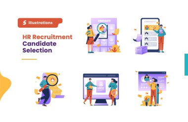 Aday seçimi düz illüstrasyon setine sahip iş alımı