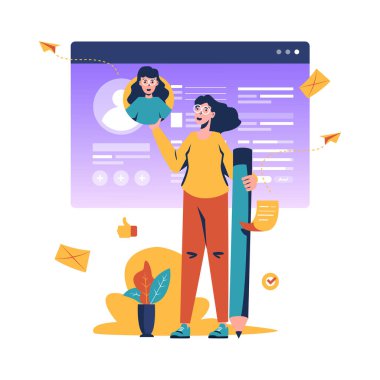 Çevrimiçi özgeçmiş profili düz illüstrasyon tasarımı oluştur