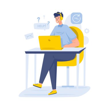 Müşteri hizmetleri yardım merkezi vektör illüstrasyonu