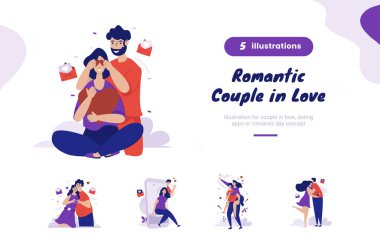 Aşık romantik çift çizimi