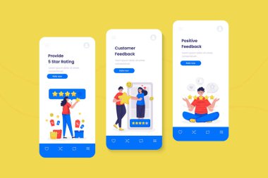 Mobil ui tasarımında müşteri geribildirim reytingleri illüstrasyonu