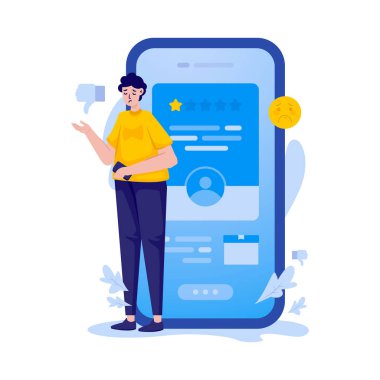 Kötü eleştiri vektörü illüstrasyonlu müşteri geribildirimi