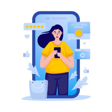 Çevrimiçi gözden geçirme derecelendirme vektörü çizimi