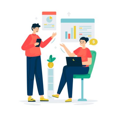 İş tartışması çalışma raporu değerlendirme illüstrasyonu