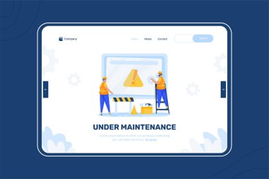 Error message site under maintenance illustration on landing page design clipart