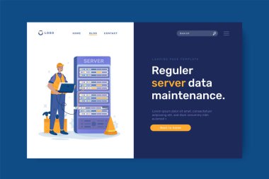 İniş sayfası tasarımında düzenli sunucu veri bakım illüstrasyonu