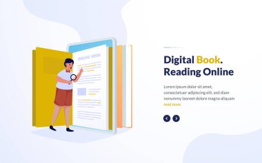 Çevrimiçi dijital kitap illüstrasyon tasarımı okunuyor
