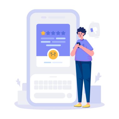 Hayal kırıklığına uğramış geri bildirim illüstrasyonu için tek yıldızlı kötü eleştiri