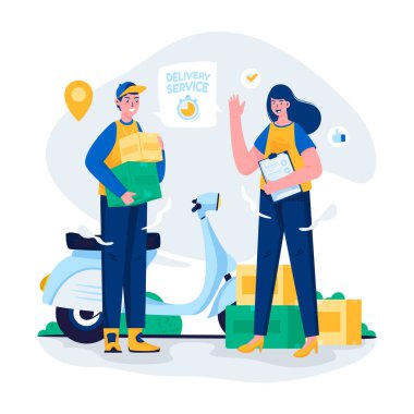 Kurye nakliye acentesi profili ekip dağıtım hizmeti illüstrasyonuName