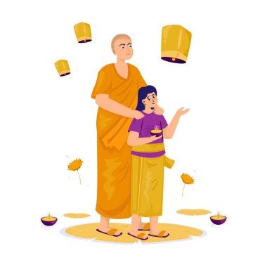 Mutlu Budist Festivali, Vesak Günü, Vektör illüstrasyonları