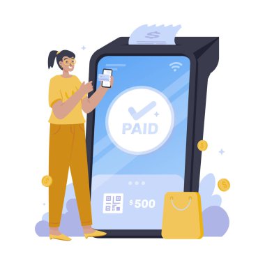 Nakitsiz ödeme, dijital işlem ödemesi, vektör illüstrasyonu