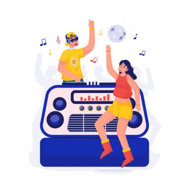 Canlı DJ müzik parti vektör illüstrasyonu