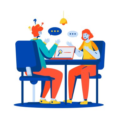 İş görüşmesi süreci müzakere anlaşması vektör çizimi