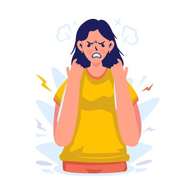 Sinirli kadın ifadesi çizgi film tasarımı