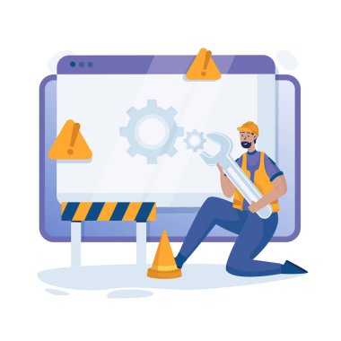 Onarım vektörü illüstrasyonu altında site masaüstü