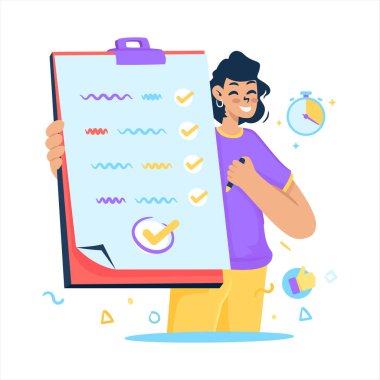 Kontrol listesi raporlu kız karakter çizimi