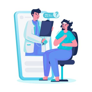 Online doktor tanısı koyan bir kadın.